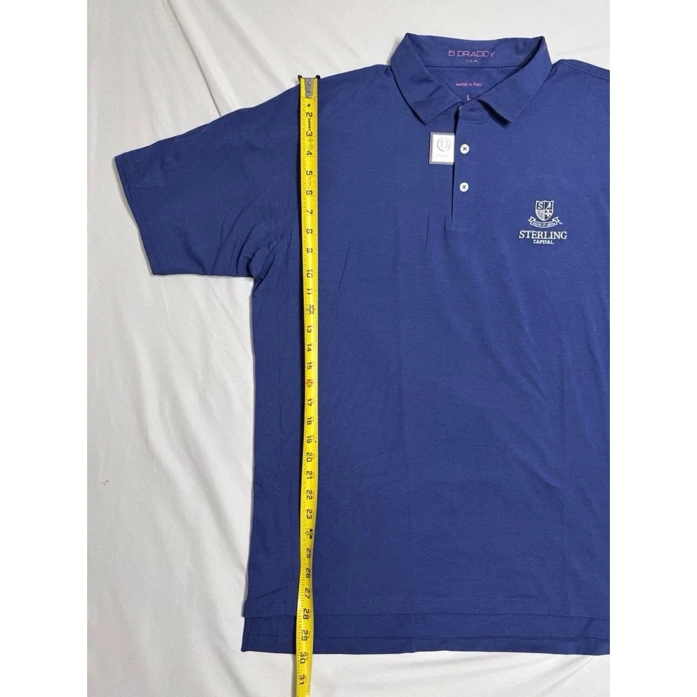 NWT B. Draddy Blue Polo Sterling Capital‎ Golf Shirt USA Mens Large